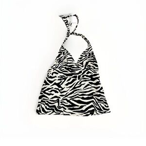 Catalina Swim Top Women’s Small Vintage Y2k Zebra Striped